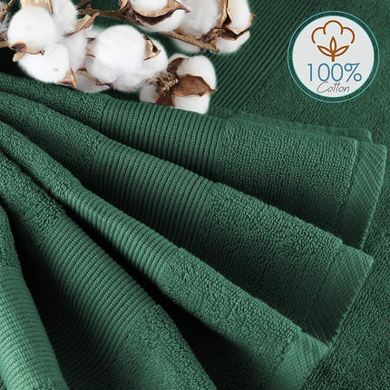 Hearth & Harbor 100% Ring Spun Cotton Bath Towels for bathroom - Luxury Bathroom Towels - Soft & Highly Absorbent Bath Towels Set, 10 Piece Set (2 Bath Towels, 2 Hand Towels, 6 Washcloths) - Green