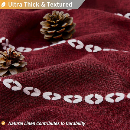 BTTN 54x78 Boho Farmhouse Linen Heavy Duty Shower Curtain Set, Burgundy