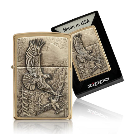 Zippo Adult-Unisex 20854 Brushed Brass Where Eagle
