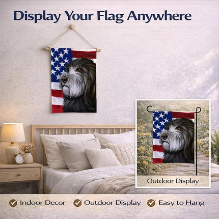 Caroline's Treasures CK6480GF Catalan Sheepdog Dog American Flag Flag Garden Size, Small, Multicolor