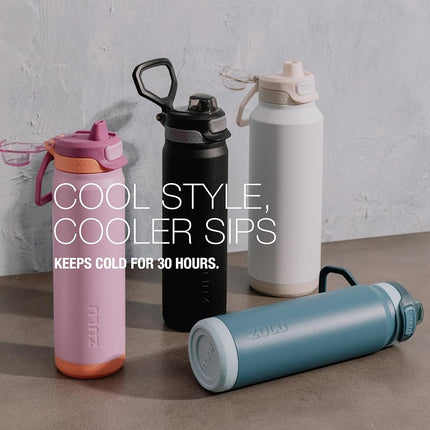 ZULU Powerfill Pro 40oz Stainless Steel Water Bottle with Quick Fill Lid, Triple Walled Vacuum Insulated Metal, Leak Proof Locking Lid, Sip and Chug, Reusable BPA Free, White