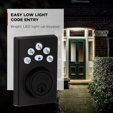 Kwikset Powerbolt 240 5-Button Keypad Matte Black Contemporary Electronic Deadbolt Door Lock, Featuring Convenient Keyless Entry, Customizable User Codes and Auto Locking
