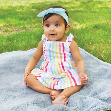 Hudson Baby Baby Girls' Cotton Dresses, Rainbow Stripe, 6-9 Months