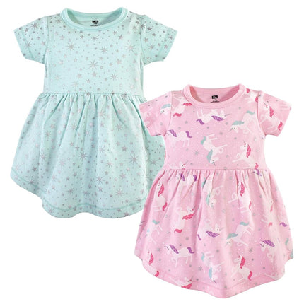 Hudson Baby Baby Cotton Dress, Magical Unicorn 2 Pack 4 Toddler (4T)