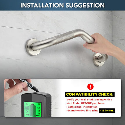 Grab Bars for Shower, 1 Pack, 16 Inch Angled Anti-Slip, Brushed Nickel
