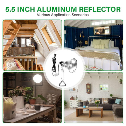 Simple Deluxe Lampe à pince avec douille et réflecteur en aluminium de 5,5 pouces, convient pour une lampe de 60 W maximum (ampoule non incluse) avec cordon de 1,8 m de calibre 18/2, lot de 2, argent