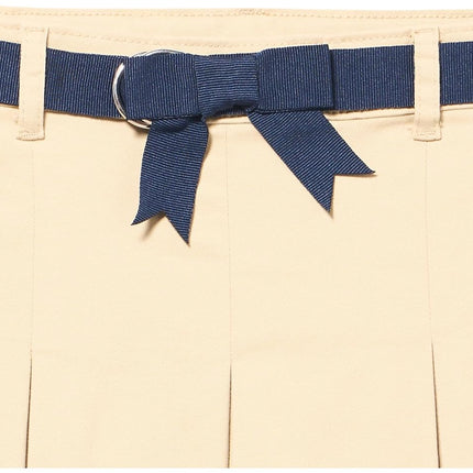 Gymboree Jupe-culotte plissée en sergé avec ceinture pour filles et tout-petits, Beige clair, 2T