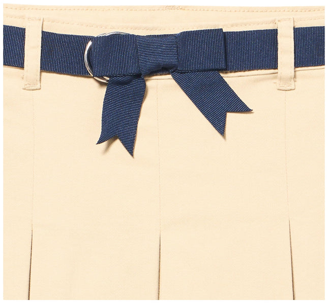 Gymboree Girls' and Toddler Twill Pleated Belted Skort, Tan, 4T