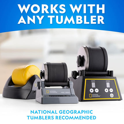 NATIONAL GEOGRAPHIC Rock Tumbler Media – Polisher Kit, 4 Stage Grit and Polish, Ceramic Pellets, GemFoam Foam, 3 lbs Madagascar Rocks, Great for All Polishers