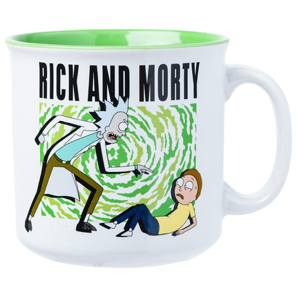 Silver Buffalo Rick and Morty Rick Pressing Morty Portal 20oz Ceramic Camper Mug