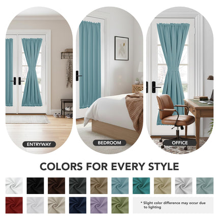 Deconovo Blackout Door Curtain for Glass Doors & Sidelights, Thermal Insulated Privacy Panel with Dual Rod Pockets & Adjustable Tieback, Machine?Washable Curtain (36W x 72L, Sky Blue, 1 Panel)