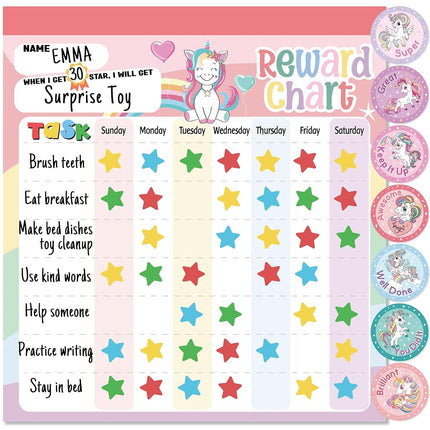 Reward Chart for Kids – Unicorn Magnetic Kids Beha