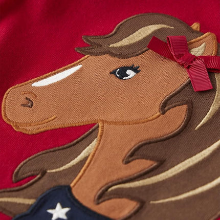 Camisetas de manga corta bordadas con gráficos de primavera y verano para niñas y bebés de Gymboree, caballo rojo, 12