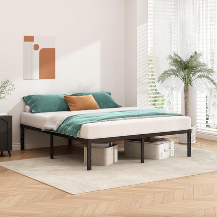 HLIPHA Metal Platform Bed Frame 16 Inch Tall,No Box Spring Needed,Queen Size Bed with Heavy Duty Strong Support Slats,Easy to Assemble,Black