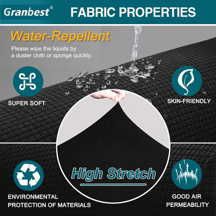 Granbest Premium Water Repellent Sofa Cover High Stretch Couch Slipcover Super Soft Fabric Couch Cover (Black, X-Large)