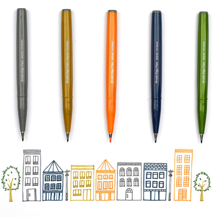 Pentel Arts Sign Pen Brush, Gray Blue Ink, Box of 12 Pens