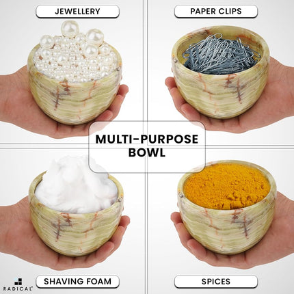 Radical Marble Shaving Bowl 3'' Inches Green Onyx Handmade for Men - Shaving Soap Bowl Barber Accessories, Shaving Kit Bowl for Shaving Gel