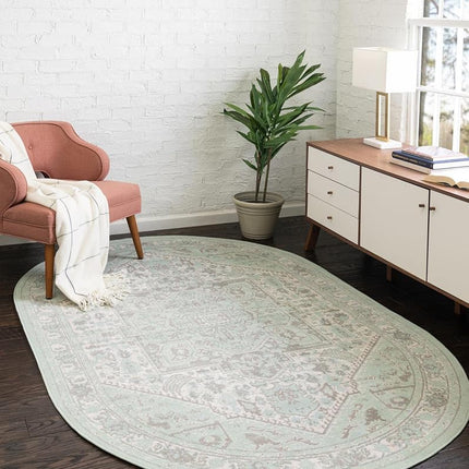 Unique Loom Whitney Collection Indoor Area Rug - Milano (Oval 5' 0'' x 8' 0'', MintIvory)