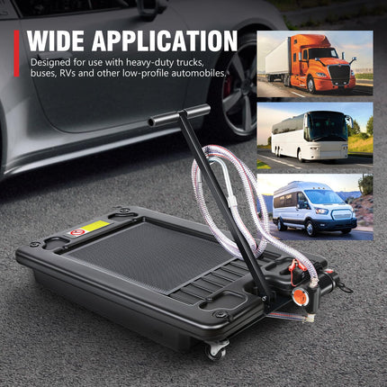 DNA MOTORING 17 Gallon Electric Oil Drain Pan with Pump, Evacuation Hose, T-Handle, Low Profile for Trucks Buses RVs, TOOLS-00383