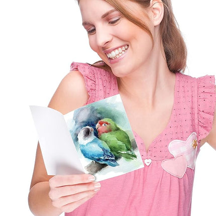 Better Office Products 50-Pack All Occasion Greeting Cards Box Set, 4 x 6 inch, 50 Assorted Blank Note Cards & 50 Envelopes, 6 Butterfly & Birds Designs, Blank Inside, 50 Pack