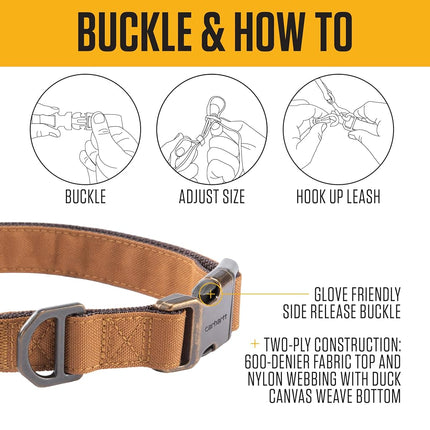 Carhartt Field Dog Collar, Fully Adjustable, Durable 600-Denier Fabric W/Reflective Wordmark for Visibility, Industry Red, Medium