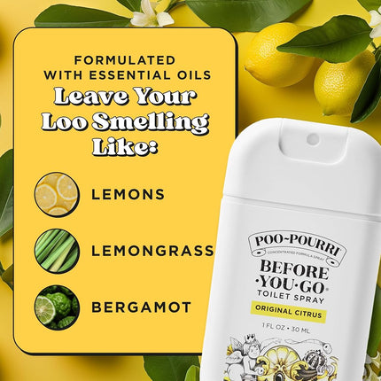 Poo-Pourri Before-You-Go Toilet Spray, Original Citrus, 1 Fl Oz Pocket Travel Size - Lemon, Bergamot and Lemongrass