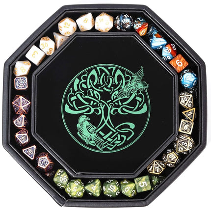 Premium Dice Tray for DND, Detailed World Tree & Triquetra Design – 23 CM