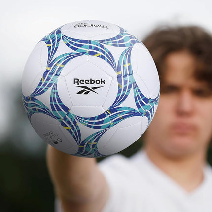 Balón de Fútbol Compuesto Reebok VR-3K Premier, Precisión, Avanzado Hecho con Poliéster, (Blanco, Talla 5)