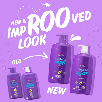 Lot shampooing, après-shampooing et masque capillaire revitalisant intense Aussie Miracle Moist 3 Minute Miracle, infusé d'avocat et d'huile de jojoba australienne, sans parabènes
