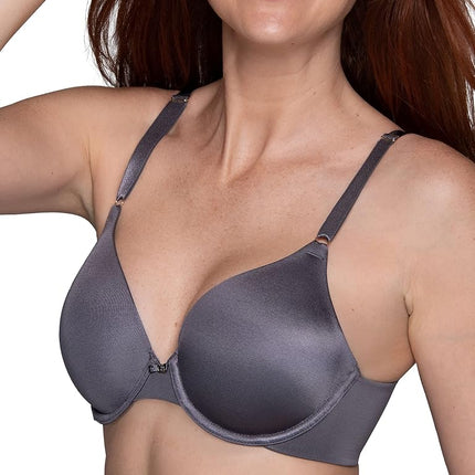 Vanity Fair Women's Full Coverage Beauty Back Smoothing Bra, 4-Way Stretch Fabric, Lightly Lined Cups Up to Dd, Opaque, Underwire-Steele, 36B