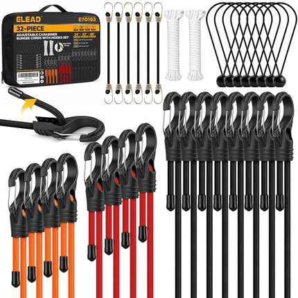 32-Piece Adjustable Bungee Cords with Hooks, 24" 3