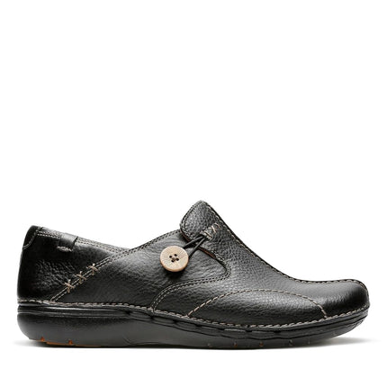Clarks Unstructured Women's Un.Loop Slip-On Shoe, Black Leather, 7.5 UK