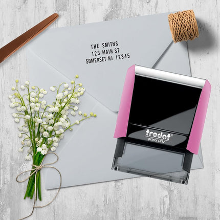 Trodat Printy 4912 Stamp to Design Yourself Pastel Pink - Self-Inking 4 Lines Black Imprint Colour 47 x 18 mm