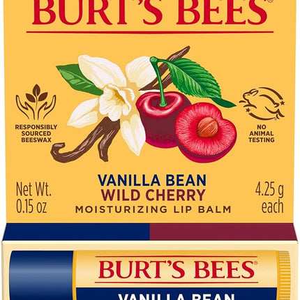 Burts Bees 100% Natural Lip Balm, Wild Cherry and 