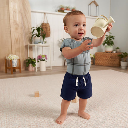 Gerber Baby-Boys Toddler 3-Pack Pull-On Knit Shorts, Blue, 3-6 Months