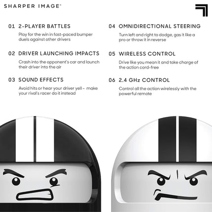 SHARPER Image Road Rage RC Speed Bumper Cars, Mini Remote Controlled Ejector Vehicles, 2 Player Head to Head Battle, Crash into Opponents, 2.4 GHz, Red and Blue, Ages 6 and Up