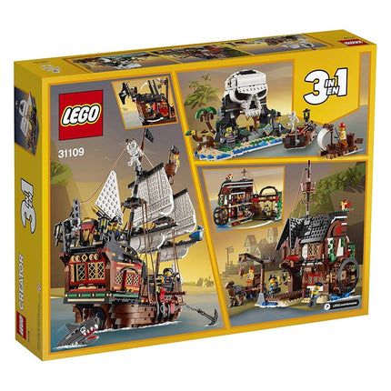 LEGO Creator 3in1 Pirate Ship 31109 Building Playset for Kids who Love Pirates and Model Ships, Makes a Great Gift for Children who Like Creative Play and Adventures, New 2020 (1,260 Pieces)