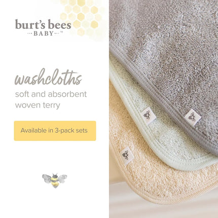 Paños de Burt's Bees Baby para bebé, 100 % algodón orgánico, suaves y superabsorbentes, de felpa tejida y felpa de rizo, paquete de 3 unidades