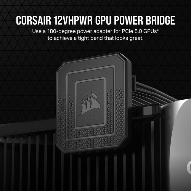 Corsair PCIe 5.0 12VHPWR GPU Power Bridge - Para NVIDIA GeForce RTX Serie 40 - Curva de 180° - Adaptador en ángulo recto - Cableado limpio - Solo para usar con GPU PCIe 5.0 12VHPWR - Negro