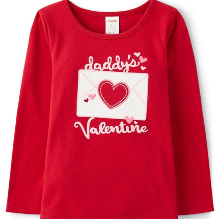 Camisetas de manga larga bordadas con gráficos para niñas y bebés de Gymboree, San Valentín de papá, 12
