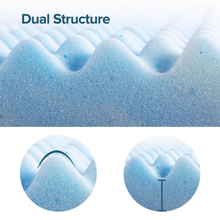 ZINUS 4 Inch Swirl Gel Cooling Memory Foam Mattress Topper, Smaller, More Convenient WonderBox Packaging, Cooling, Airflow Design, CertiPUR-US Certified, Full