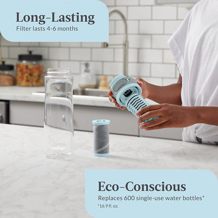 Contigo Clybourn Plastic FreeFlow Filter Water Bottle with AUTOSEAL spill-proof Lid 24oz., Salt