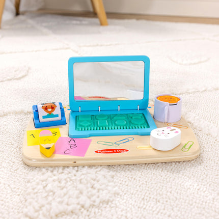 Melissa & Doug Wooden Work & Play Desktop Activity Board | Sensory Toys for Boys & Girls | 12+ Months - FSC Certified
