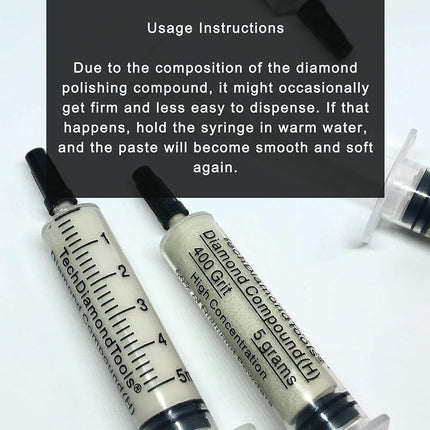 TechDiamondTools Diamond Lapidary Paste 5 Gram Syringe, 50% Concentration of Diamond Powder, 14,000 grit / 0-1 microns, 14,000 grit / 0-1 micron