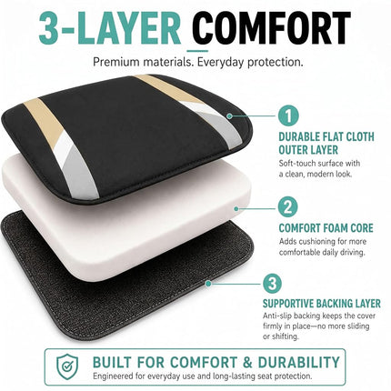 FH GROUP Front Set Cloth Car Seat Covers for Low Back Car Seats with Removable Headrest, Universal Fit, Airbag Compatible Seat Cover for SUV, Sedan, Van, Beige