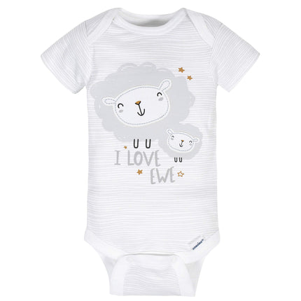 Gerber Baby 8 Pack Short-Sleeve Onesies Bodysuits Multi-Pack, Sheep Grey, 3-6 Months