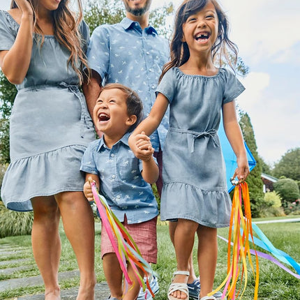 Camisa de manga corta con botones para niños de The Children's Place, Azul Riviera, 12-18 meses