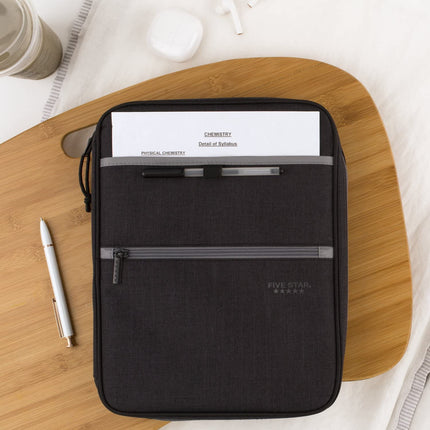Five Star Zipper Binder, 1 Inch 3-Ring Binder, Carry-All with Internal Pockets and Dividers, 375 Total Sheet Capacity, Heathered Black/Gray (29092IT8)