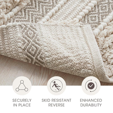 INK+IVY Bath Rug Hand-Woven Texture Shaggy Striped Soft & Water Absorbent, Boho Bathroom Décor Bath-Mats, Non-Slip Absorbent Quick Dry Mats for Tub, Shower Room, Asher, 20x32 Natural