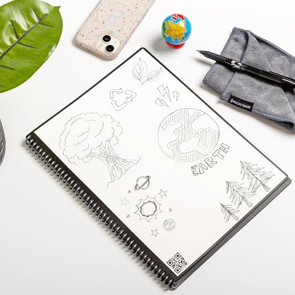 Rocketbook Smart Reusable - Dot-Grid Eco-Friendly Notebook with 1 Pilot Frixion Pen & 1 Microfiber Cloth Included - Infinity Black Cover, Letter Size (8.5" x 11") (EVR-L-K-A)
